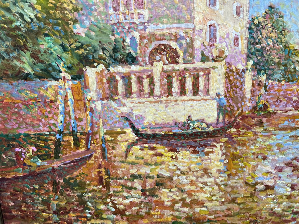 Eugène BEGARAT : peinture pointilliste à  Venise -photo-1