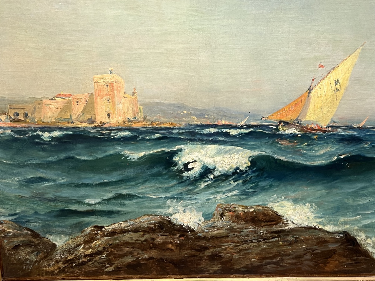 Sailing Ship At The Entrance To The Port Of Marseille, By Alfred Godchaux-photo-4