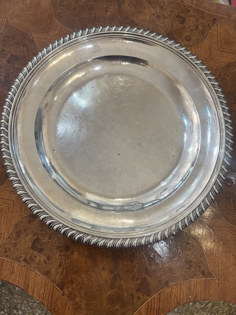 Serving Platter In Sterling Silver, Old-age Hallmark