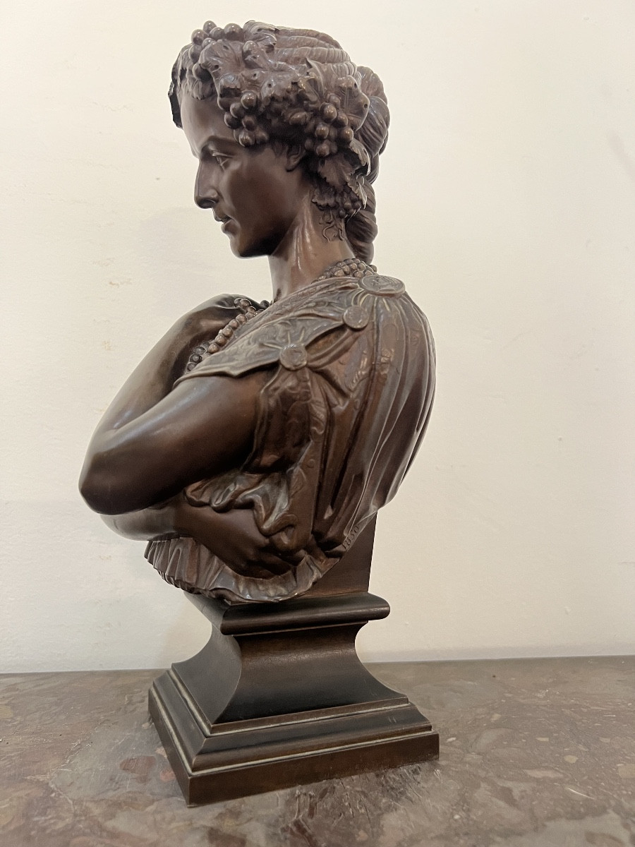 Buste de Bacchus couronné de pampres par Jean-Baptiste  Clésinger , fonderie Barbedienne-photo-2