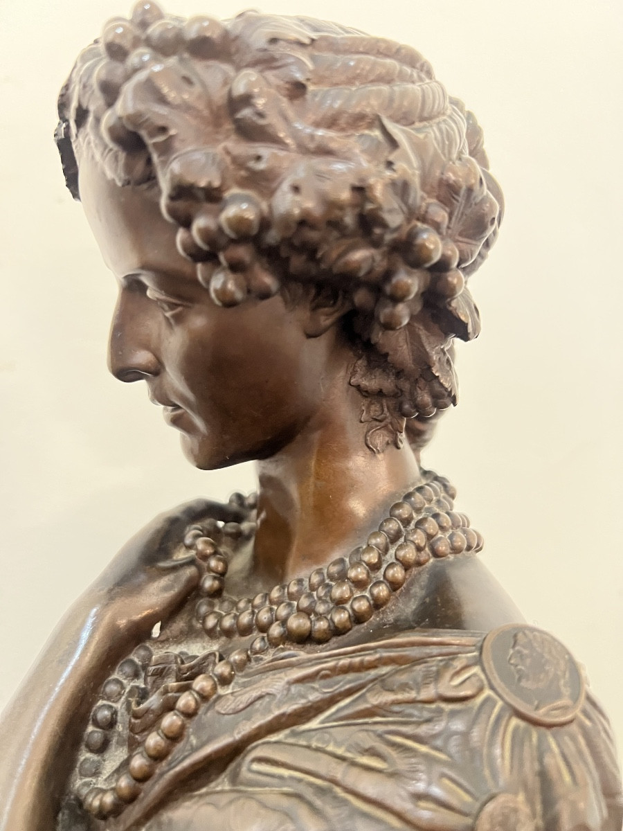 Buste de Bacchus couronné de pampres par Jean-Baptiste  Clésinger , fonderie Barbedienne-photo-3