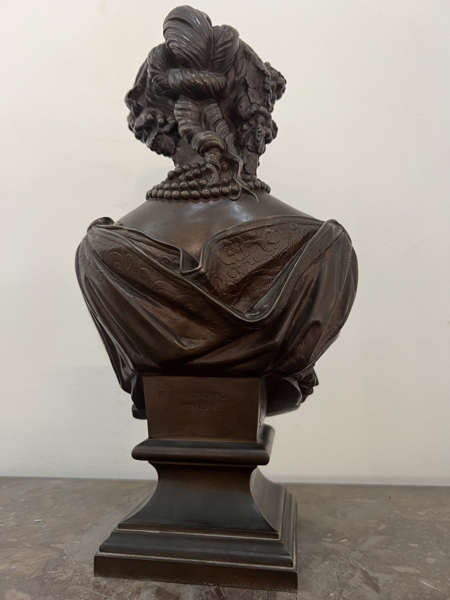 Buste de Bacchus couronné de pampres par Jean-Baptiste  Clésinger , fonderie Barbedienne-photo-3