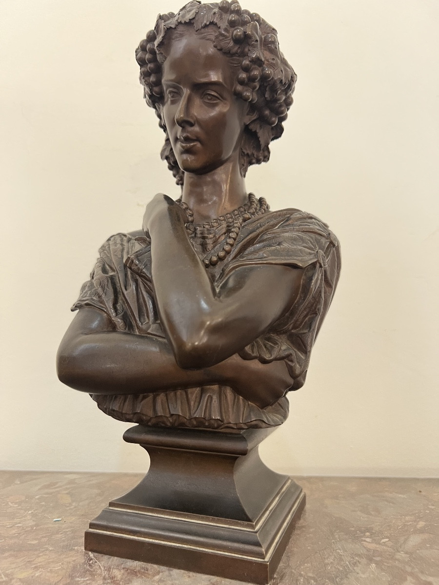 Buste de Bacchus couronné de pampres par Jean-Baptiste  Clésinger , fonderie Barbedienne