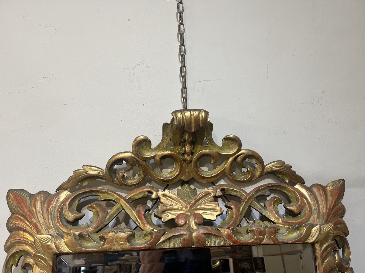 Large Mirror, Baroque Style, Gilded Wood-photo-2