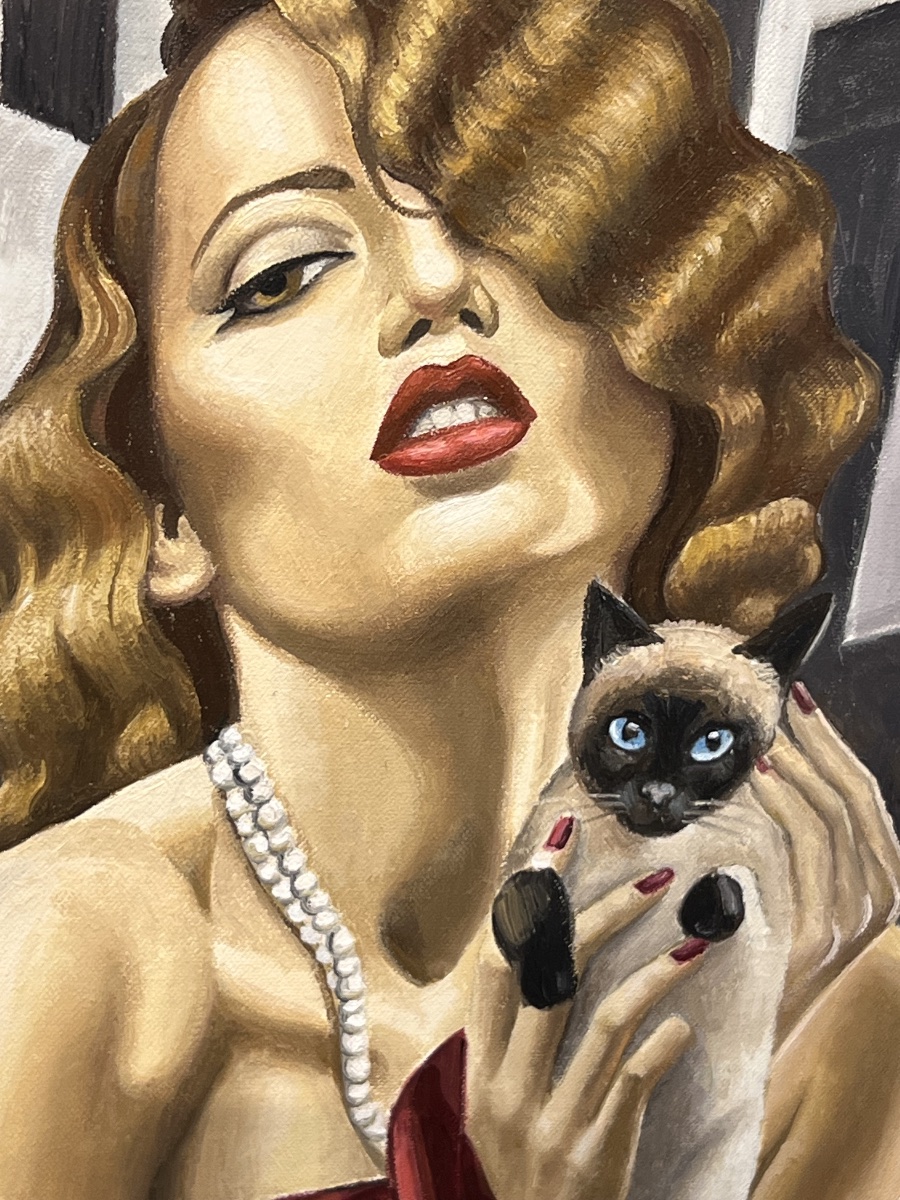 Youri Denisov: femme élégante au chat siamois -photo-3