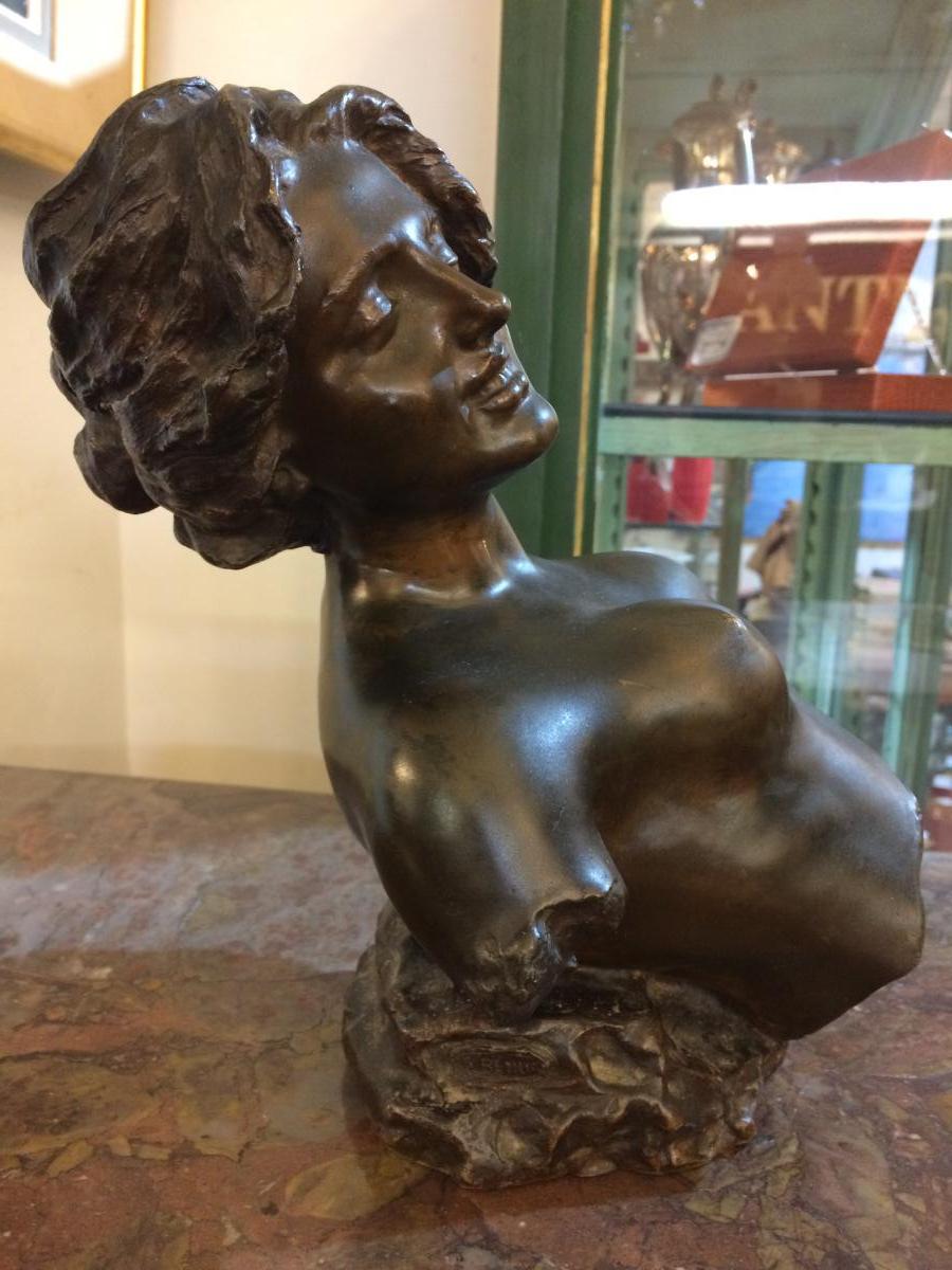 Buste Féminin En Bronze  De Giuseppe Renda(1859-1939)