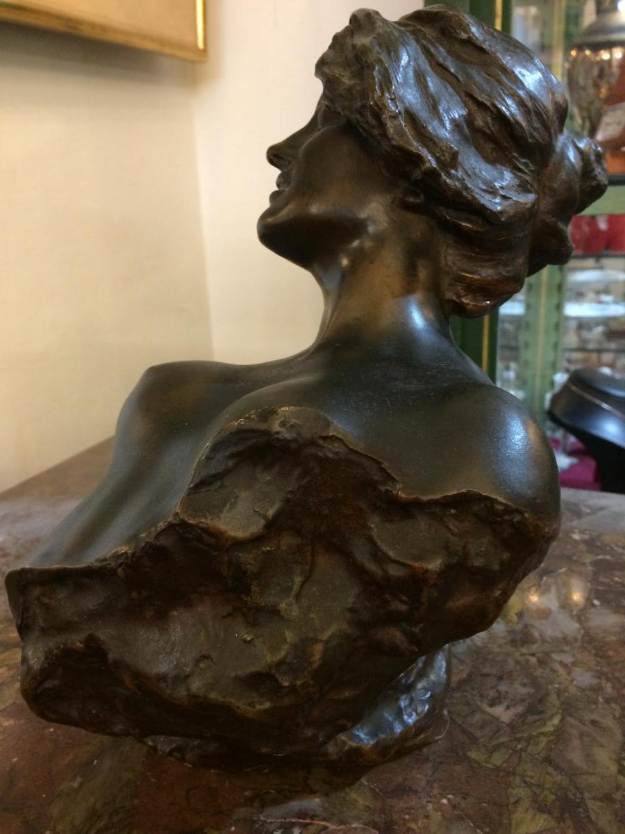 Buste Féminin En Bronze  De Giuseppe Renda(1859-1939)-photo-3