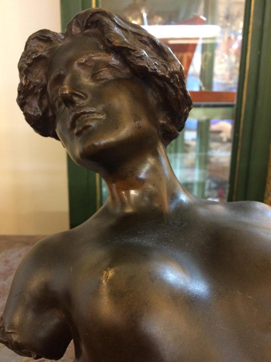Buste Féminin En Bronze  De Giuseppe Renda(1859-1939)-photo-1
