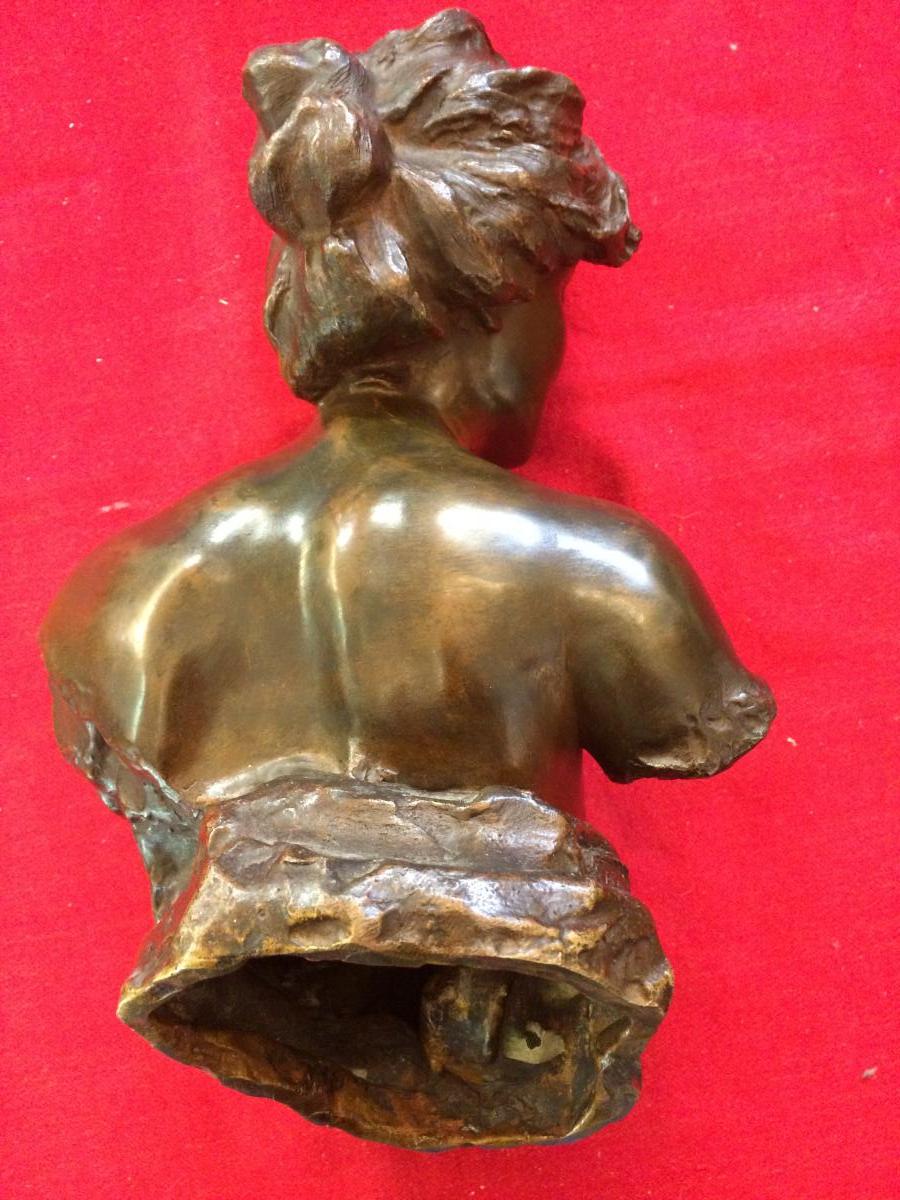 Buste Féminin En Bronze  De Giuseppe Renda(1859-1939)-photo-2