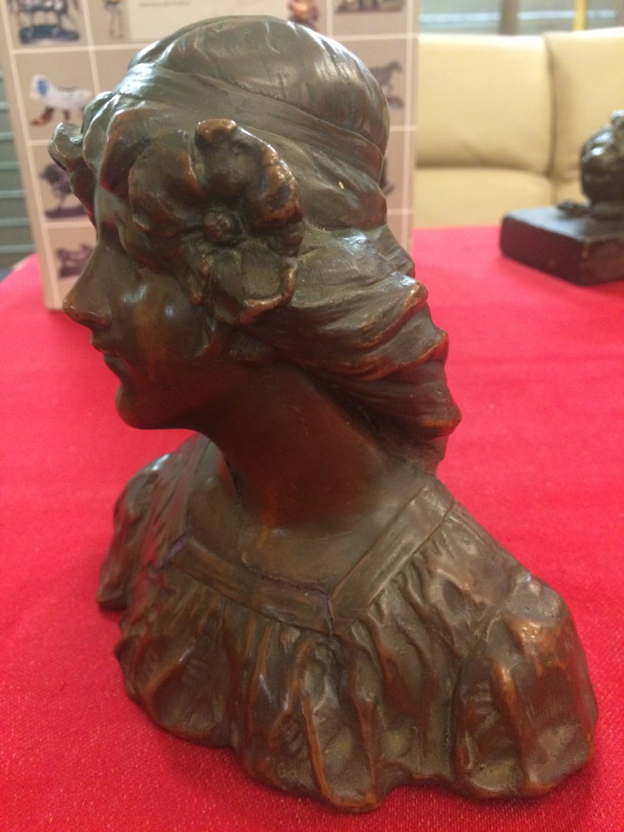 Buste De Jeune Femme époque 1900 Du Sculpteur Belge  Gustave Van Vaerenbergh-photo-1