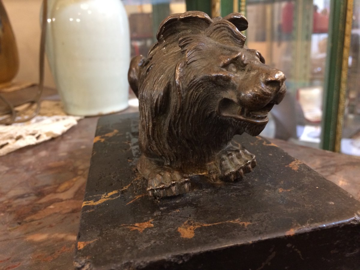 Lion , Presse-papiers En Bronze -photo-3