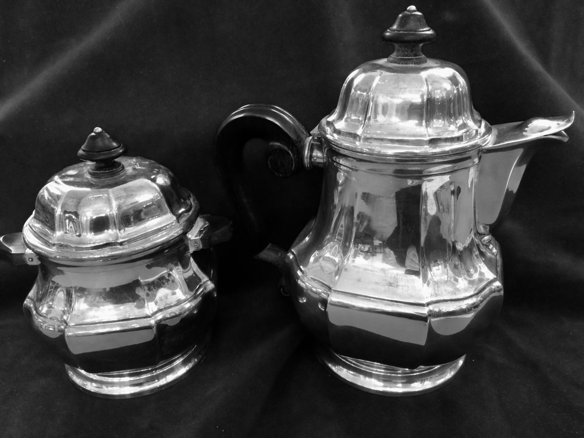 Goldsmith Christofle: Set In Sterling Silver Including A Jug And A Sugar Bowl-photo-1