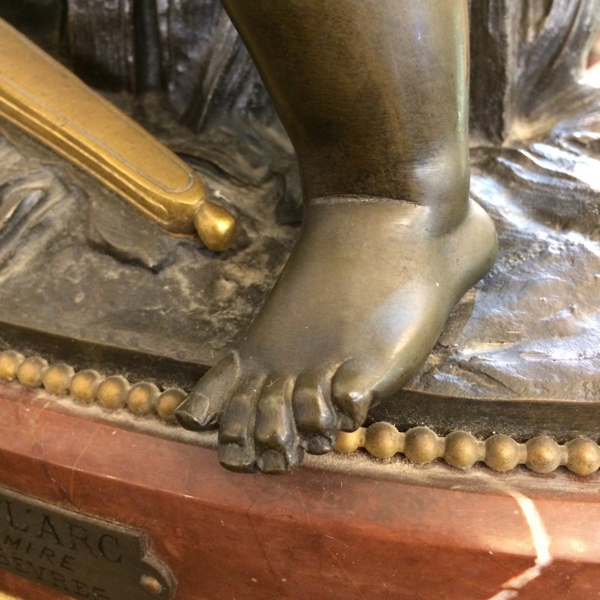 Love Putting A String To Its Bow: Bronze By Charles Gabriel Lemire, French Sculptor-photo-4