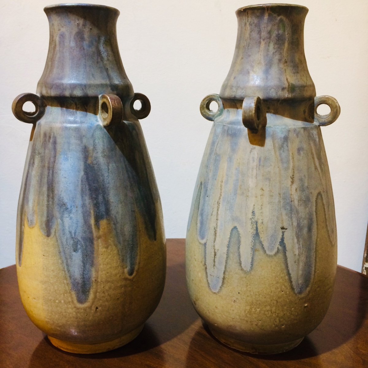  Paire De Vases En Céramique, De Charles Grébert ,  Art Nouveau 