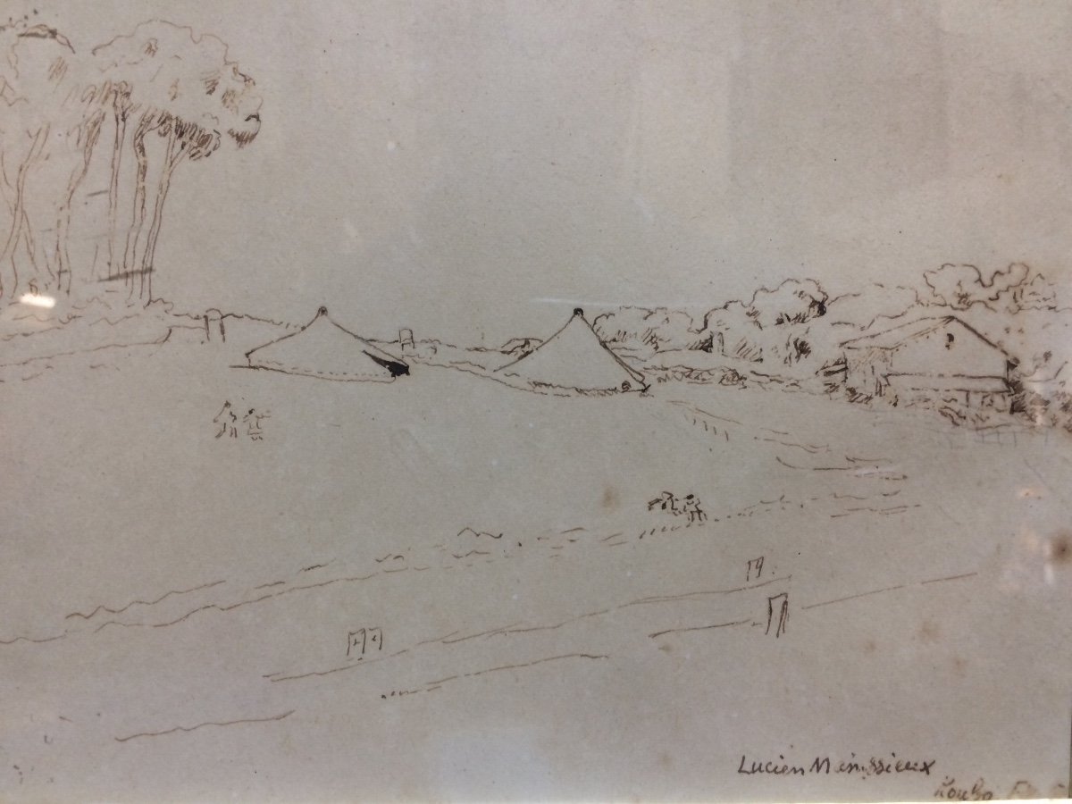 Landscape Of Kouba, Algeria, Chinese Ink By Lucien Mainssieux