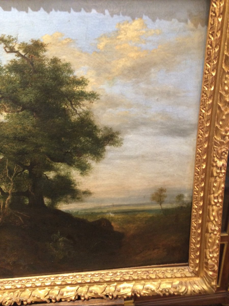  Grand Paysage Romantique, Huile Sur Toile Monogrammée Et Datée 1837-photo-3