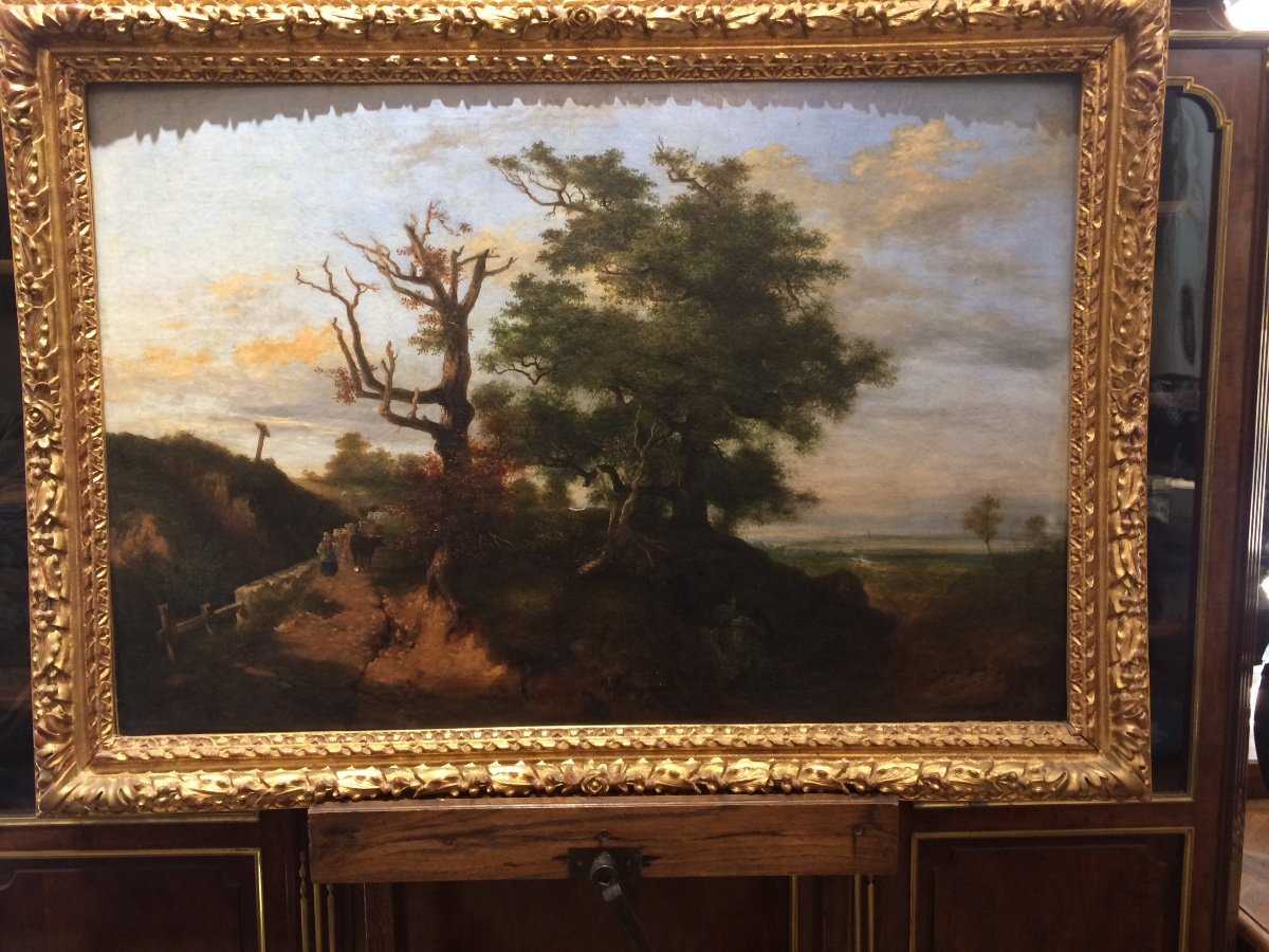  Grand Paysage Romantique, Huile Sur Toile Monogrammée Et Datée 1837