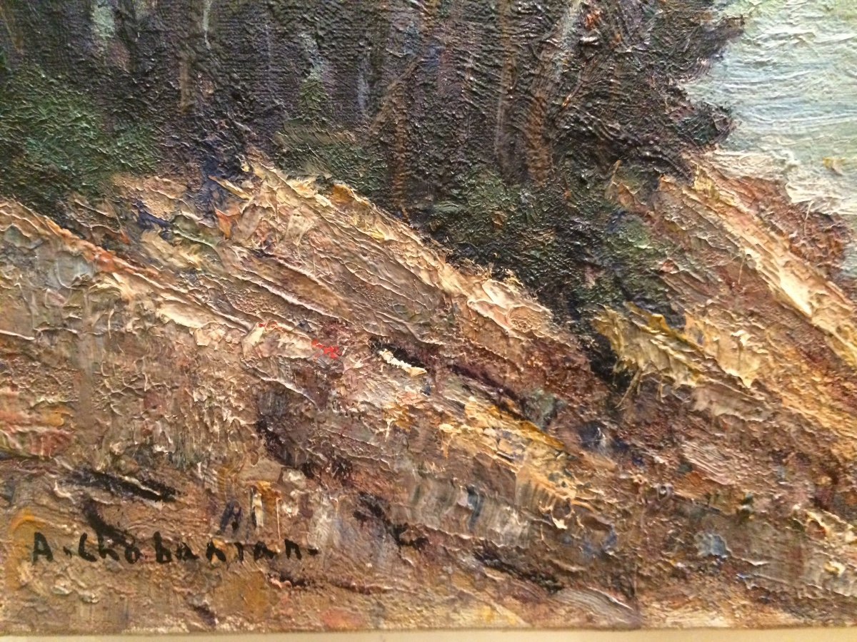 Seaside, Oil On Canvas By Arsène Chabanian Or Arsen Chabanyan, Armenian Painter-photo-2