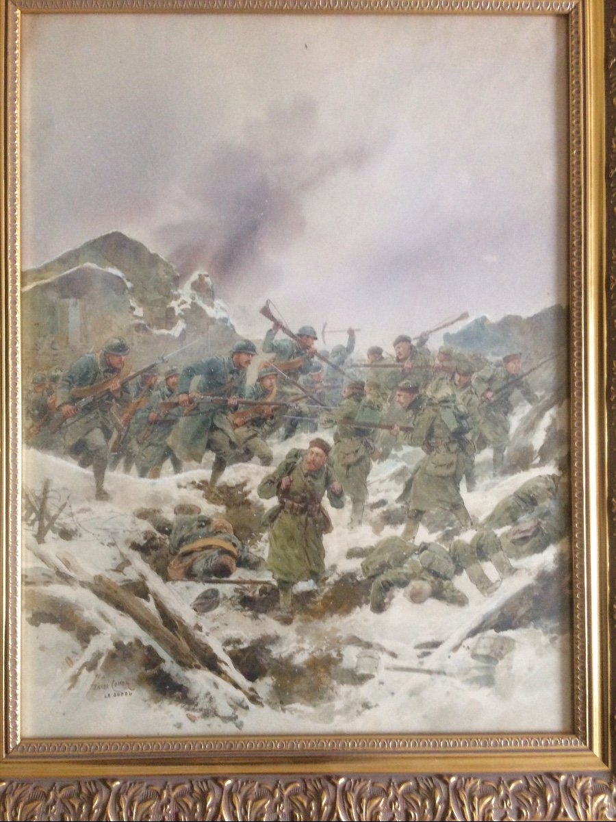  Pierre Comba, Peintre De Chasseurs Alpins : La Bataille Du Sudel  (vosges)-photo-2