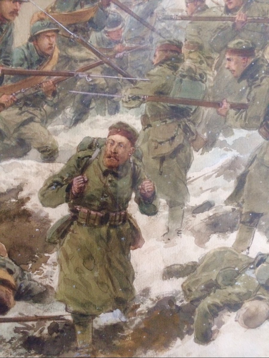  Pierre Comba, Peintre De Chasseurs Alpins : La Bataille Du Sudel  (vosges)-photo-4