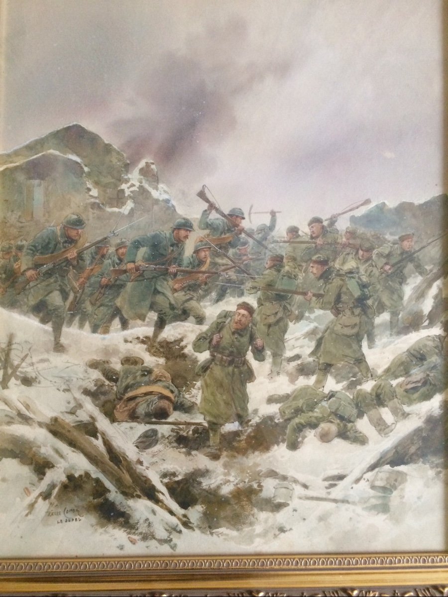  Pierre Comba, Peintre De Chasseurs Alpins : La Bataille Du Sudel  (vosges)