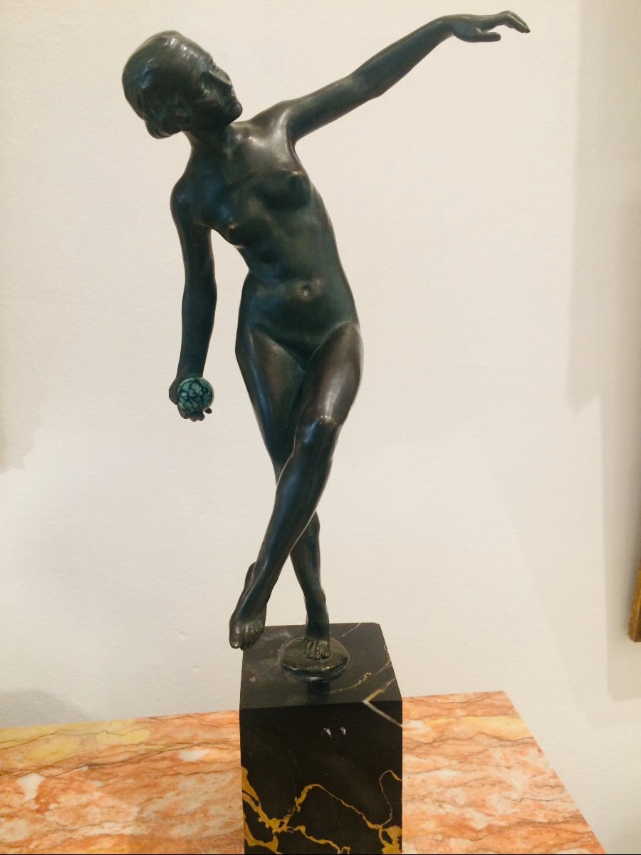  Lucien Alliot : Danseuse Art Déco En Bronze -photo-2