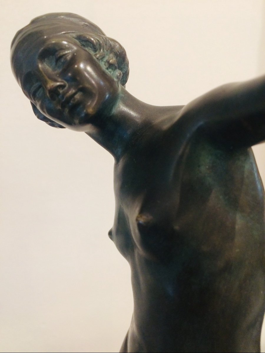  Lucien Alliot : Danseuse Art Déco En Bronze -photo-4
