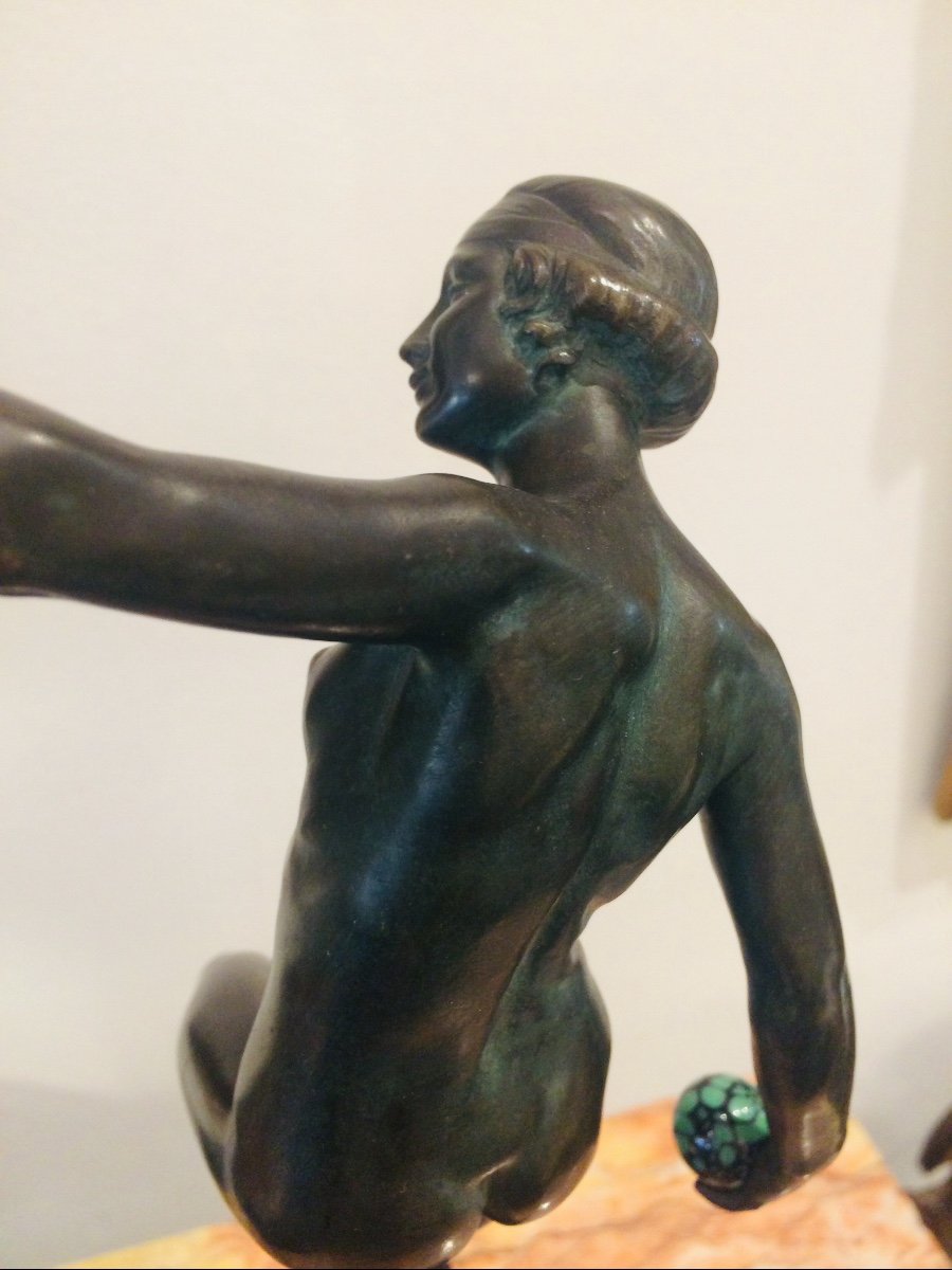  Lucien Alliot : Danseuse Art Déco En Bronze -photo-1
