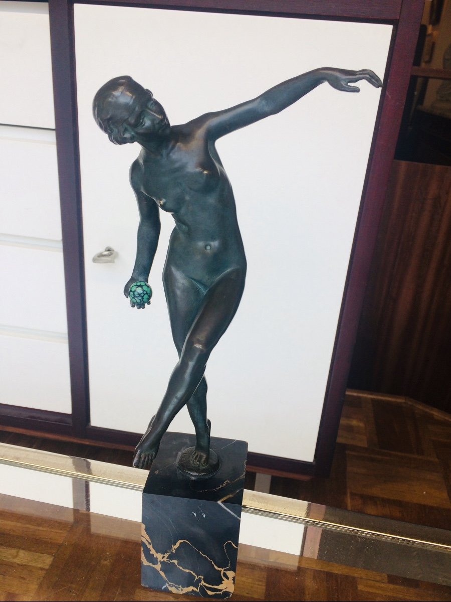  Lucien Alliot : Danseuse Art Déco En Bronze 