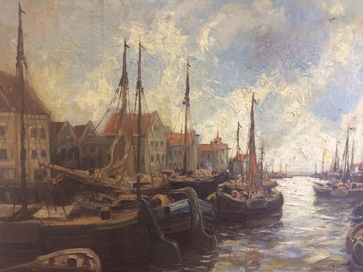 Josef Dederichs :  Peinture De Port Du Nord De L’europe -photo-3