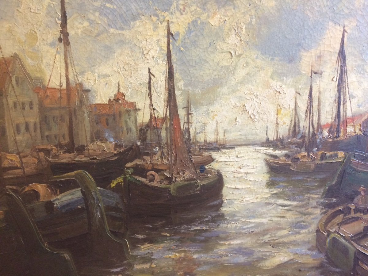 Josef Dederichs :  Peinture De Port Du Nord De L’europe -photo-1