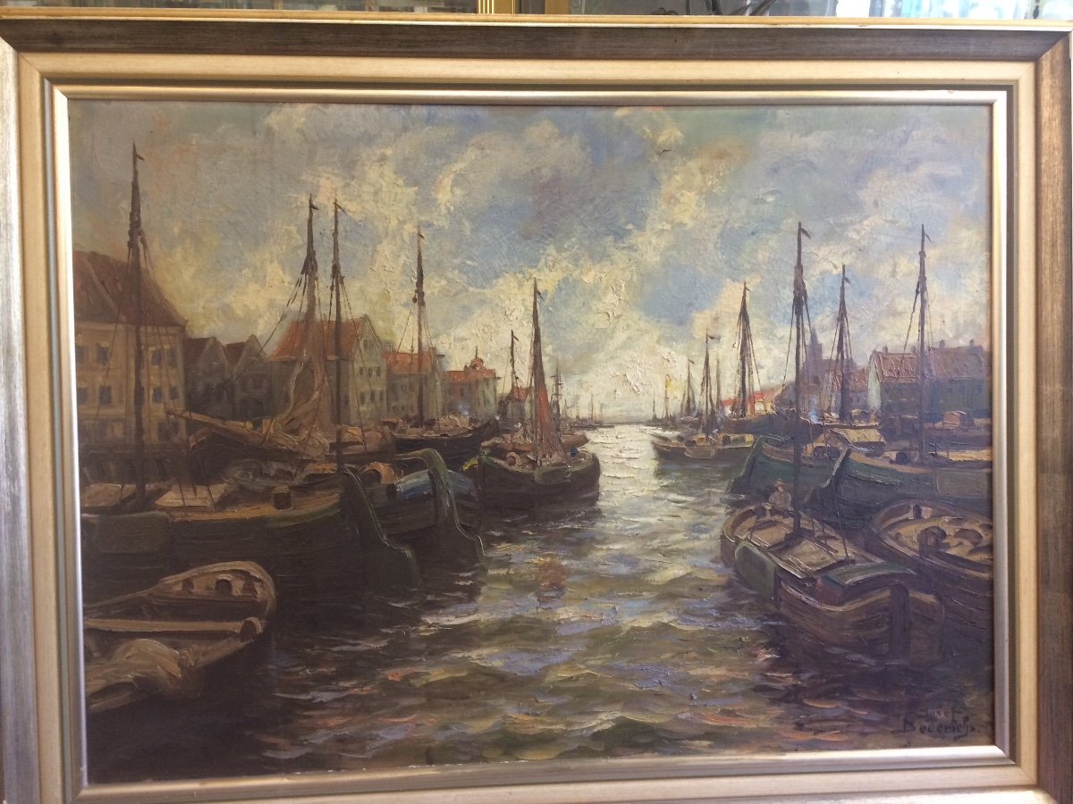 Josef Dederichs :  Peinture De Port Du Nord De L’europe 