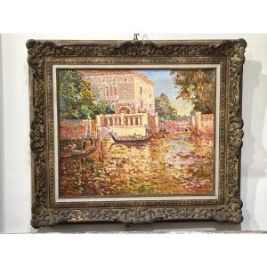 Eugène BEGARAT : peinture pointilliste à  Venise 