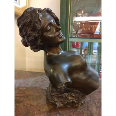 Buste Féminin En Bronze  De Giuseppe Renda(1859-1939)