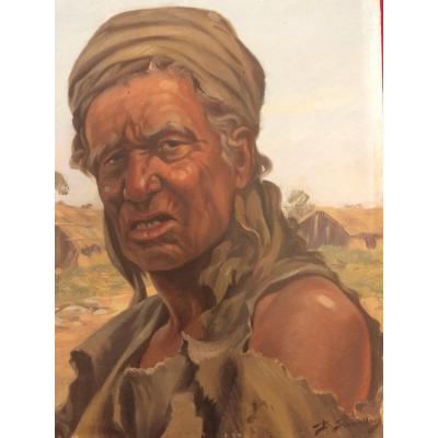 Benjamin Saraillon. »le Caïd « ,peinture D’afrique Du Nord (algérie)