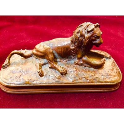 Lion Reclining Bronze Patina Medal