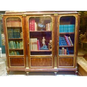 Large And Beautiful Napoleon III Library In Mahogany And Gilt Bronzes, Opening With 3 Doors