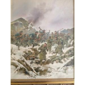 Pierre Comba, Painter Of Alpine Chasseurs: The Battle Of The Sudel (vosges)