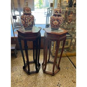 Pair Of 6 Feet Stands In Wood And H