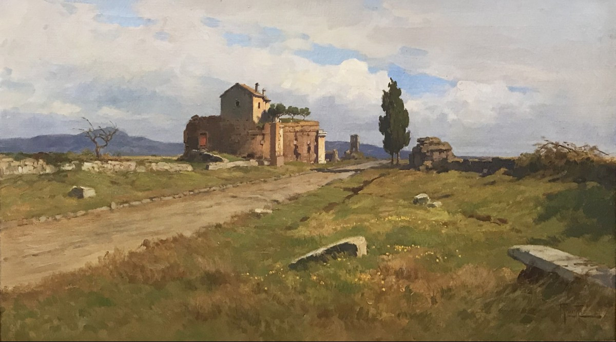 Filippo Anivitti - Appia Antica, The Casal Rotondo Mausoleum. Rome
