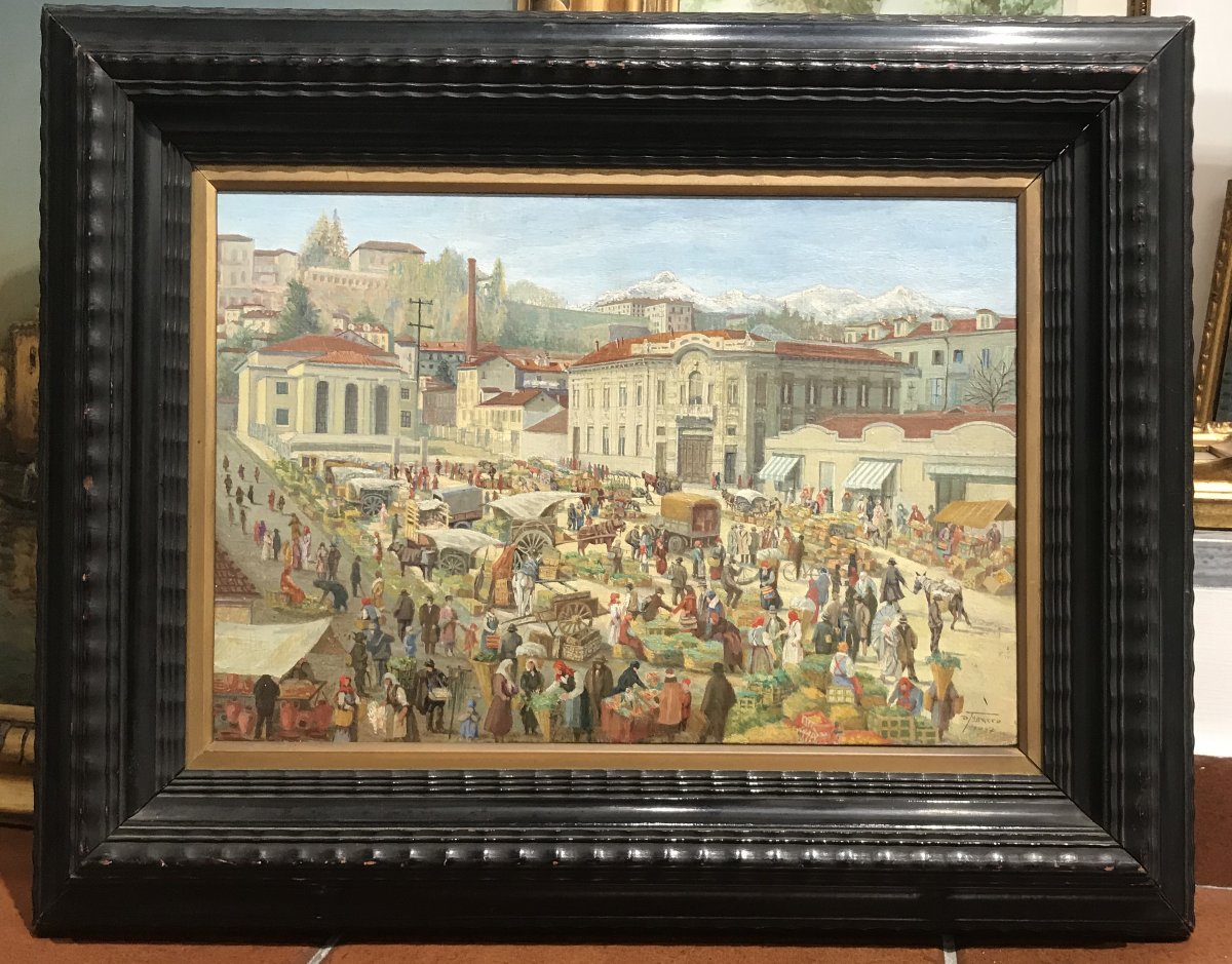 DEMETRIO TABACCO - Marché de Piazza della Funicolare, Biella  1934