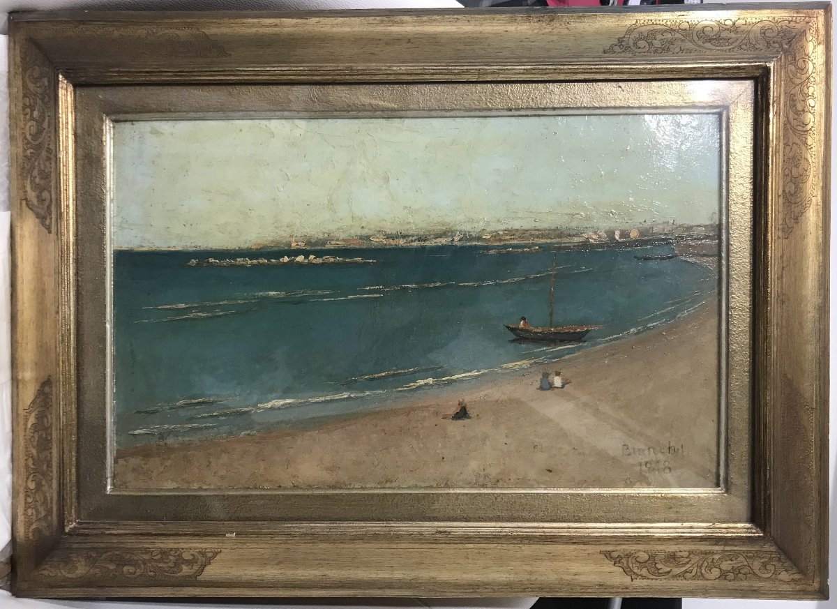 LUIGI BIANCHI - Plage avec bateau  1948