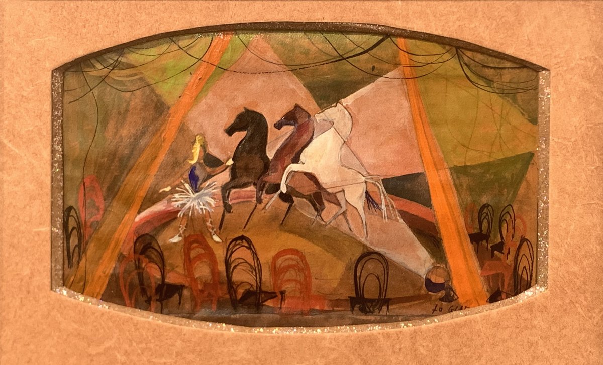 Auteur inconnu - Chevaux au cirque-photo-2