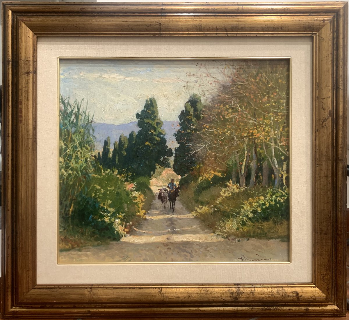Giorgio Luxardo - Country Road With Donkeys