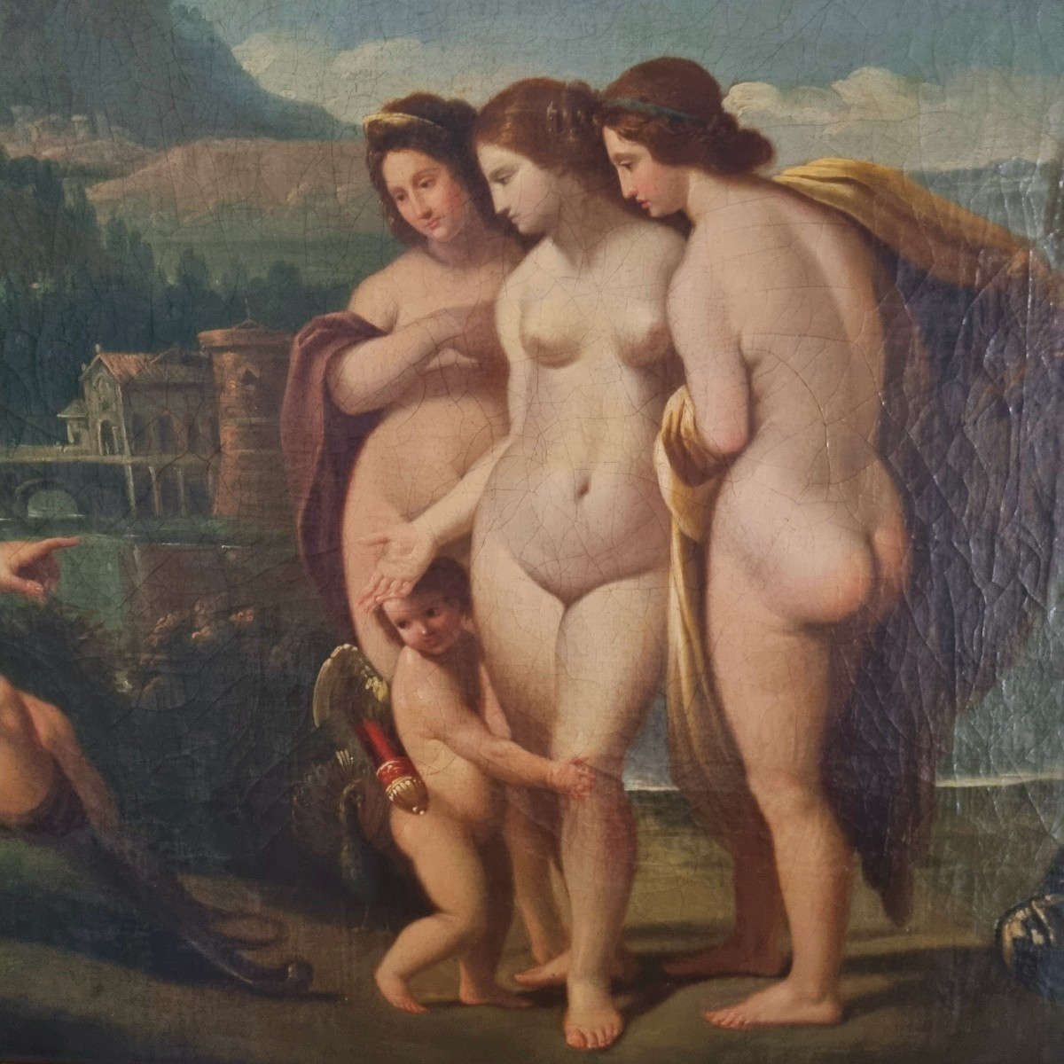 Jacques-Antoine Vallin, "Le jugement de Pâris", Huile sur toile, fin XVIIIéme.-photo-3