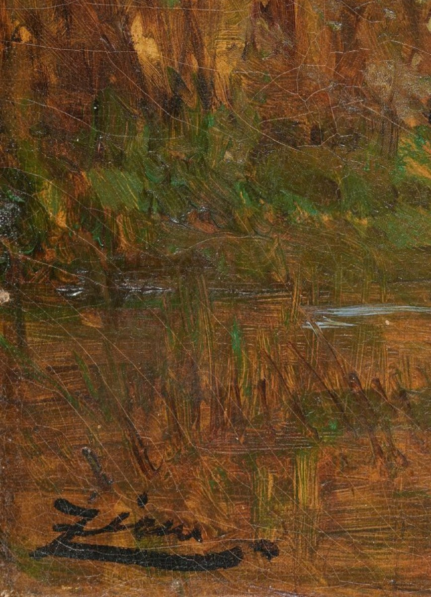 Felix Ziem "the French Garden In Venice", Oil On Canvas Signed.-photo-3