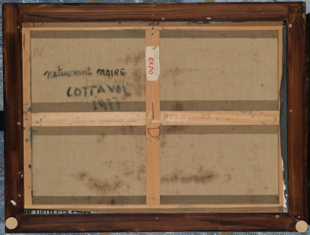 André Cottavoz, "black Still Life", Large Oil On Canvas, Signed. -photo-4