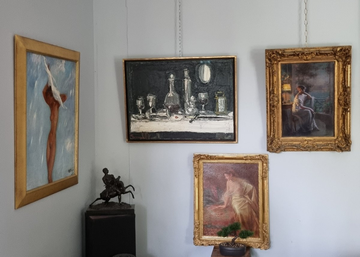 Jean Gabriel Domergue, grande huile sur panneau signée, 80,7×65,2 cm.-photo-3