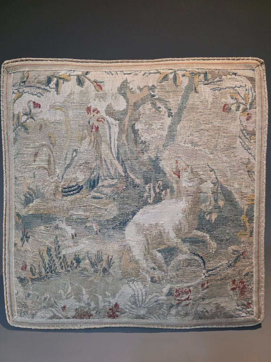 Louis XVI Period Curule Stool. Aubusson Tapestry.-photo-7