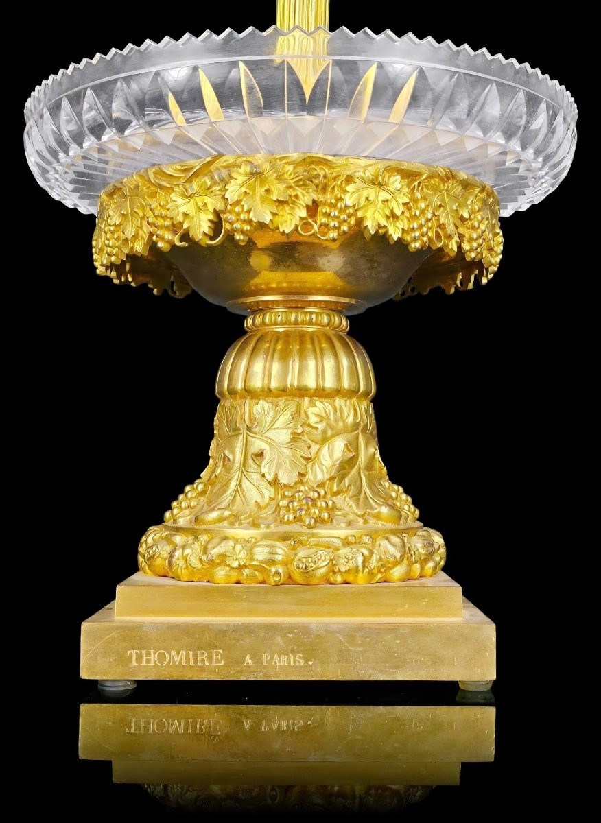 Pair Of Display Stands In Gilt Bronze And Crystal, Signed "thomire à Paris".-photo-2